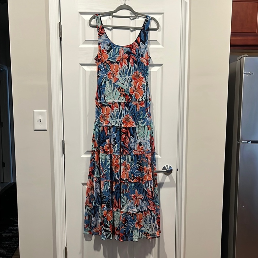 Jones New York Floral Maxi Dress - Blue and Orange